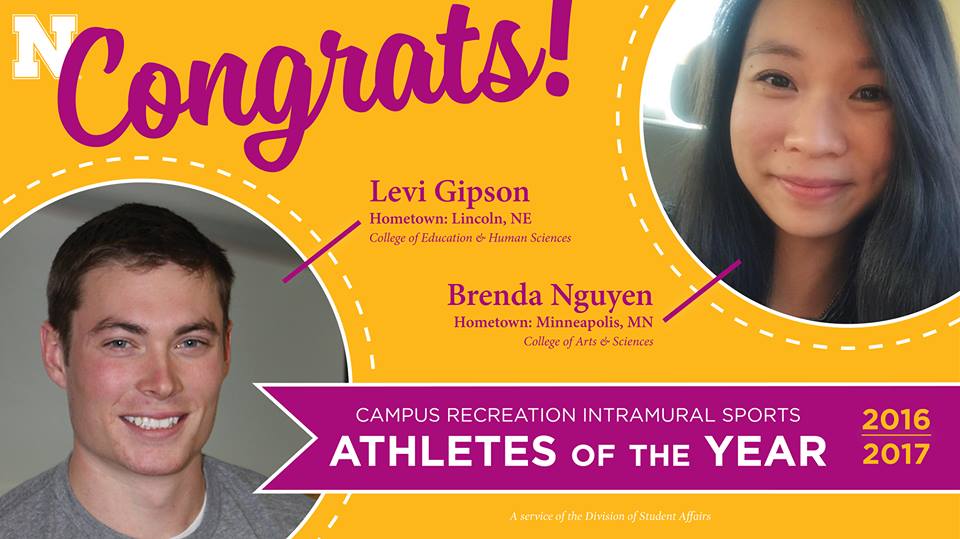 Campus Recreation Athlete of the Year recipients Brenda Nguyen and Levi Gipson