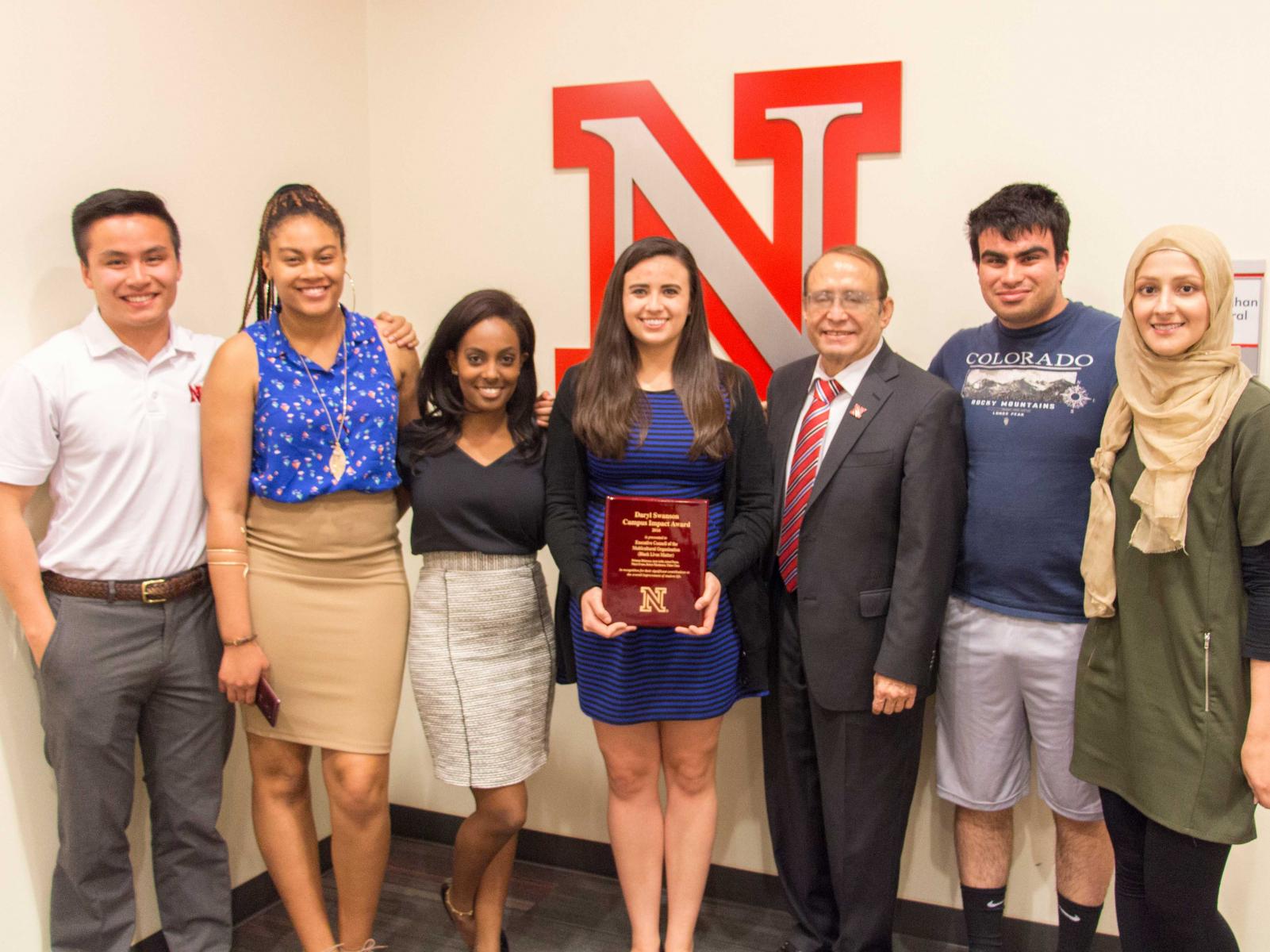 2016 Daryl Swanson Campus Impact Award recipients, members of the Executive Council of Multicultural Organizations at UNL