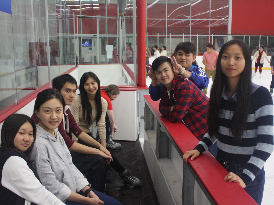 Students hang out at the Breslow Center on Free Skate Night at Nebraska