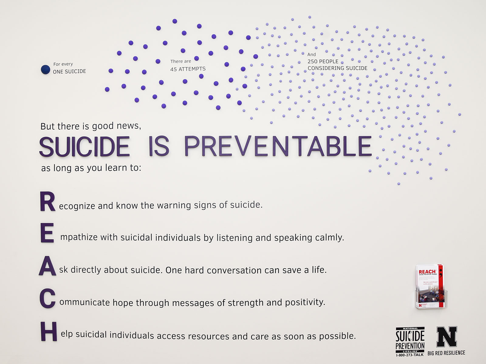 REACH suicide prevention display at University of Nebraska-Lincoln
