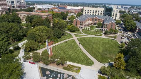 Aerial view of City Campus. [Craig Chandler | University Communication and Marketing]