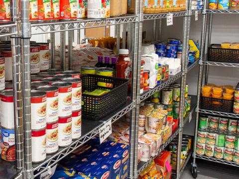Husker Pantry shelves with food