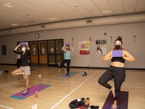 Yoga classes are offered at the Campus Rec Center and Rec & Wellness Center.