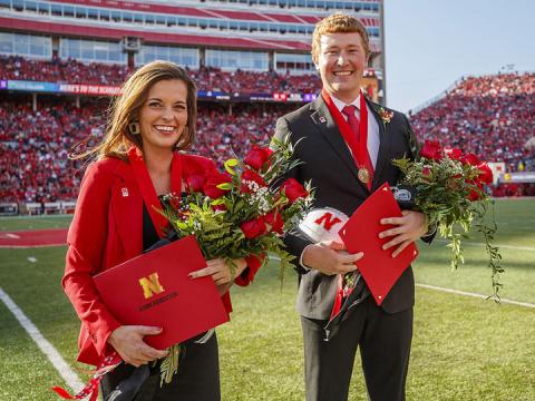 Seniors Cheyenne Gerlach and Bryce Lammers were crowned homecoming royalty during halftime of the Nebraska-Northwestern football game Oct. 5.