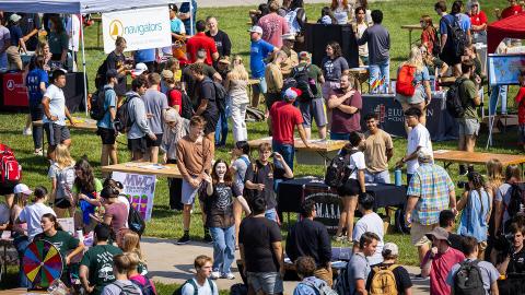 Hundreds of students participate in the Fall Nvolvement Fair on the green space north of the Nebraska Union. The Spring Nvolvement Fair is Feb. 1 in the Nebraska Union. [Craig Chandler | University Communication and Marketing]