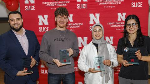 Middle Eastern & North African Student Association received four awards at the annual Student Impact Awards on May 1, 2024. [Mike Jackson | Student Affairs] 