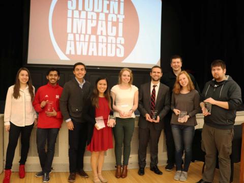 2017-2018 recipients of the Student Impact awards at Nebraska