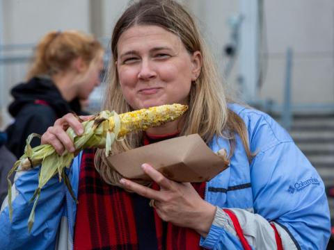 Families enjoy the food and free corn-on-the-cob during the University of Nebraska-Lincoln Cornstock Festival on Oct. 4, 2019, in Lincoln, Nebraska. | Daily Nebraskan