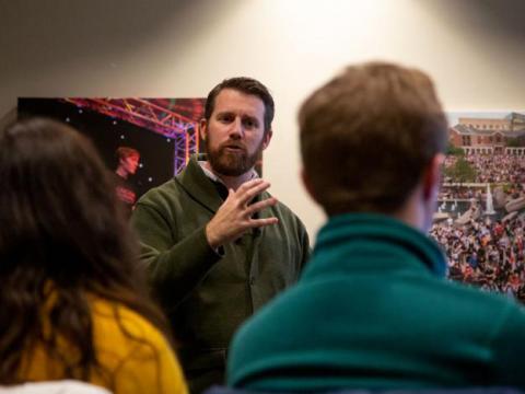 Assistant Vice Chancellor for student affairs Jake Johnson speaks at the Code of Conduct Feedback session at Suite Regency B in the Nebraska Union on Tuesday, Jan. 28, 2020, in Lincoln, Nebraska.
