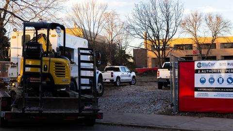 The construction site of Legacy Plaza Meadows on East Campus is pictured on Tuesday, Feb. 20, 2024 in Lincoln, Nebraska.  [Photo by Justin Diep | Daily Nebraskan]