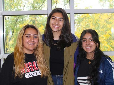 Sara Qudus (left), Michelle Ebrahim and Susan Qudus pose for a picture.