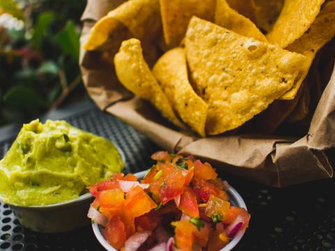 Chips with guacamole and salsa