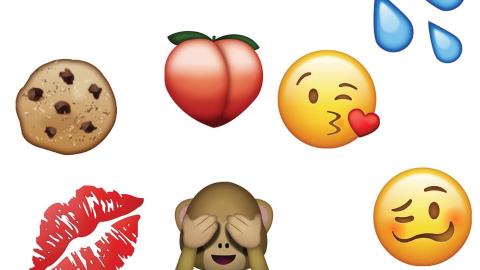 A variety of emojis representing things students can learn about at Condoms, Cookies & Consent.