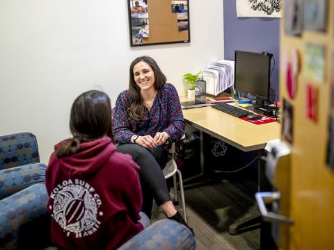 Through Nebraska's new Counselor-in-Residence program, graduate student Megan Lawrence is working inside of Abel-Sandoz residence halls to bring mental health services to the building's nearly 1,500 students.