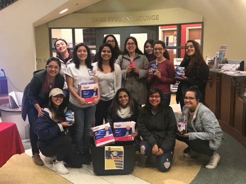 Members of EMERALD collect feminine hygiene items to donate to Native American reservations.