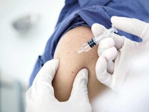 Person receiving a flu shot