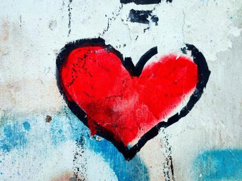 Heart painted on wall