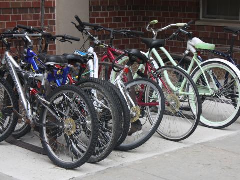Bicycles in campus bike rack