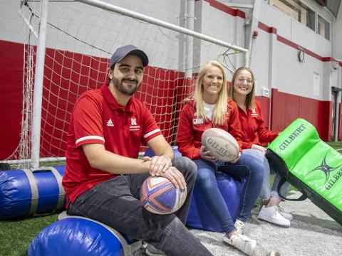 Samer Al Foory, Madi Bake, and Sarah Carlson are student employees with Campus Recreation's Sports Program at the University of Nebraska–Lincoln. [Mike Jackson | Student Affairs]