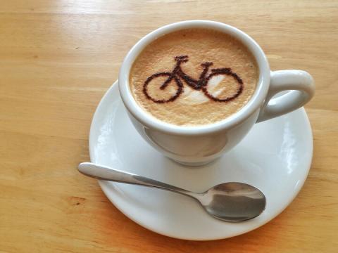 Bike image in coffee