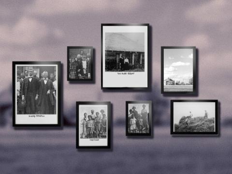 A collage of the framed photographs in the exhibit "Descendants of DeWitty: The Audacious Nebraska Saga" on display in the Nebraska East Union's Loft Gallery until the end of February 2023. [photo by Alec Gettert | Daily Nebraskan]