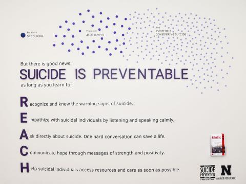 REACH suicide prevention display at University of Nebraska-Lincoln